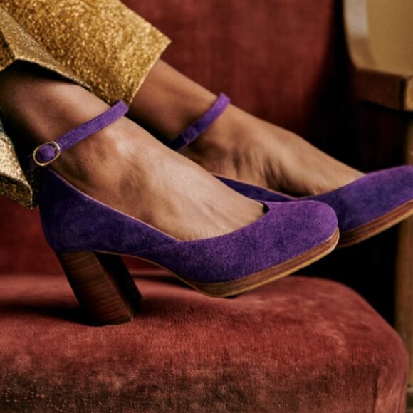⚡️FLASH SALE⚡️ Sézane RARE NIB Lizzie Babies in Purple Suede Size 39/US 8 - Picture 2 of 7